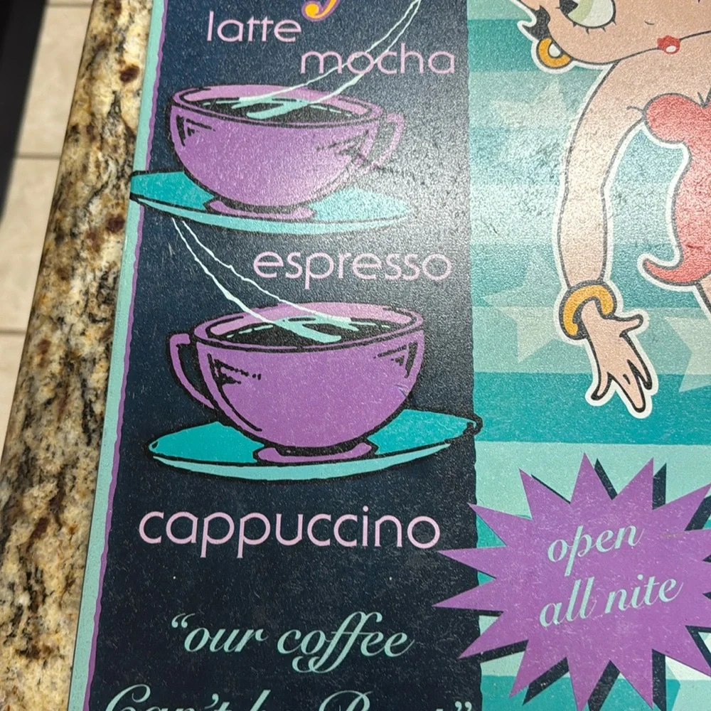 Betty Boop Metal Cafe Wall Art - Purple & Teal